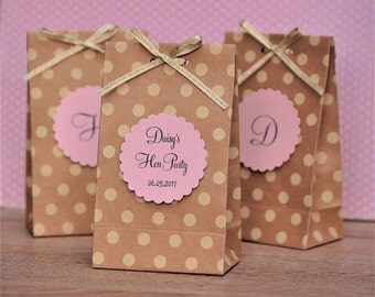 Personalised Kraft Polka Dot Hen Party Gift Bag