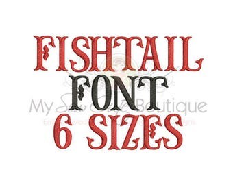 Fishtail Embroidery Fonts for PES Monogram Pattern BX Designs - Machine Embroidery Monogram Fonts - Instant Download