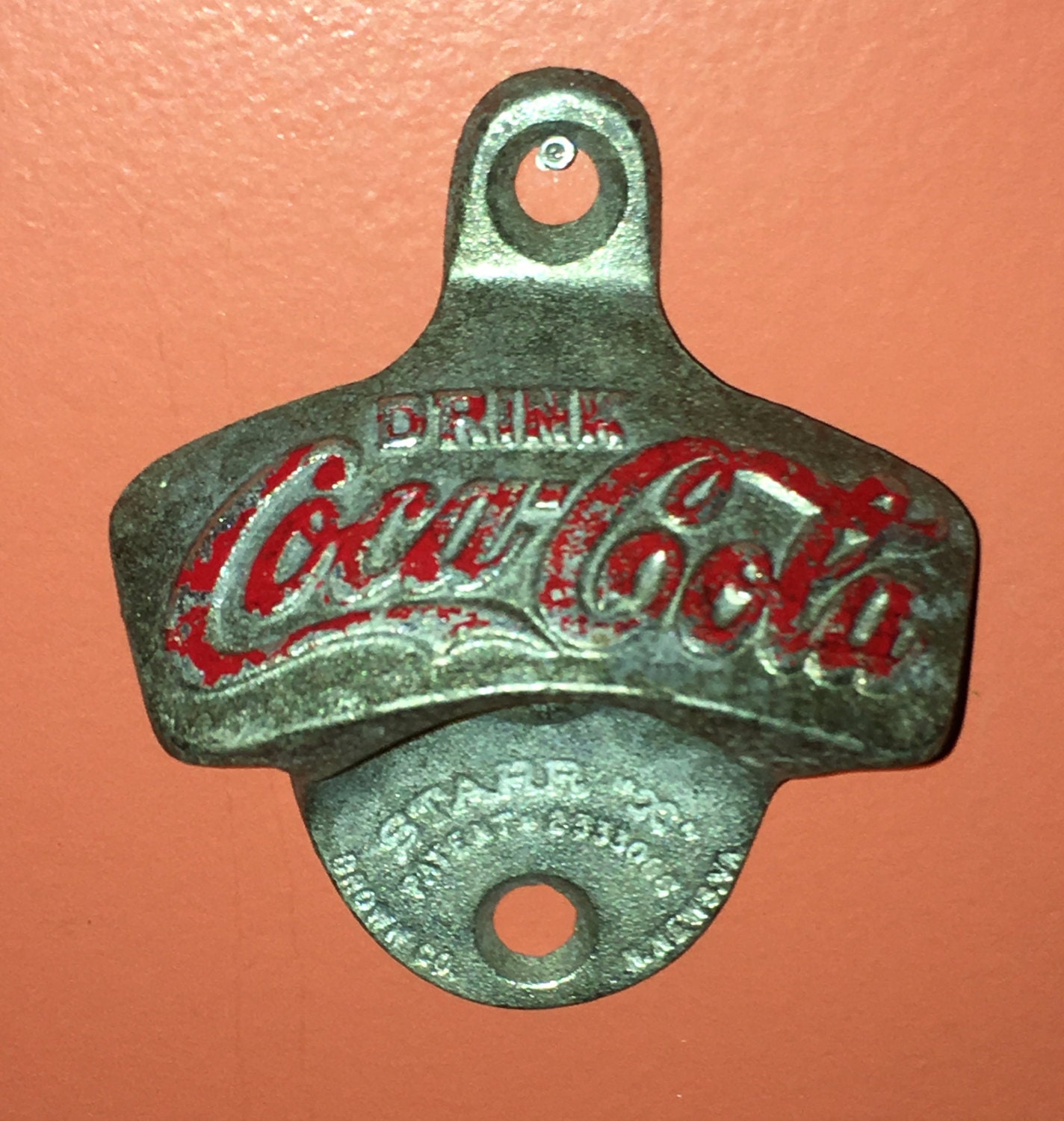 Vintage Coca Cola Bottle Opener; Starr X, Brown Co.; Cast Metal Wall Mount Coke Bottle Cap Opener