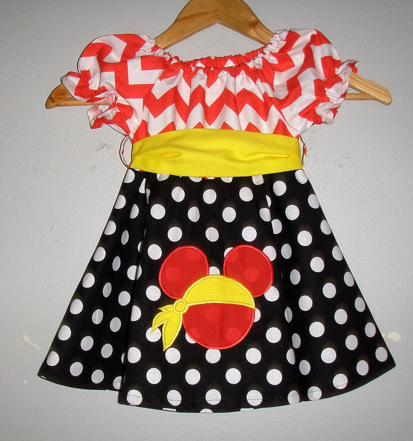 Minnie Mouse Diney Pirate DRESS red black twirl dress yellow