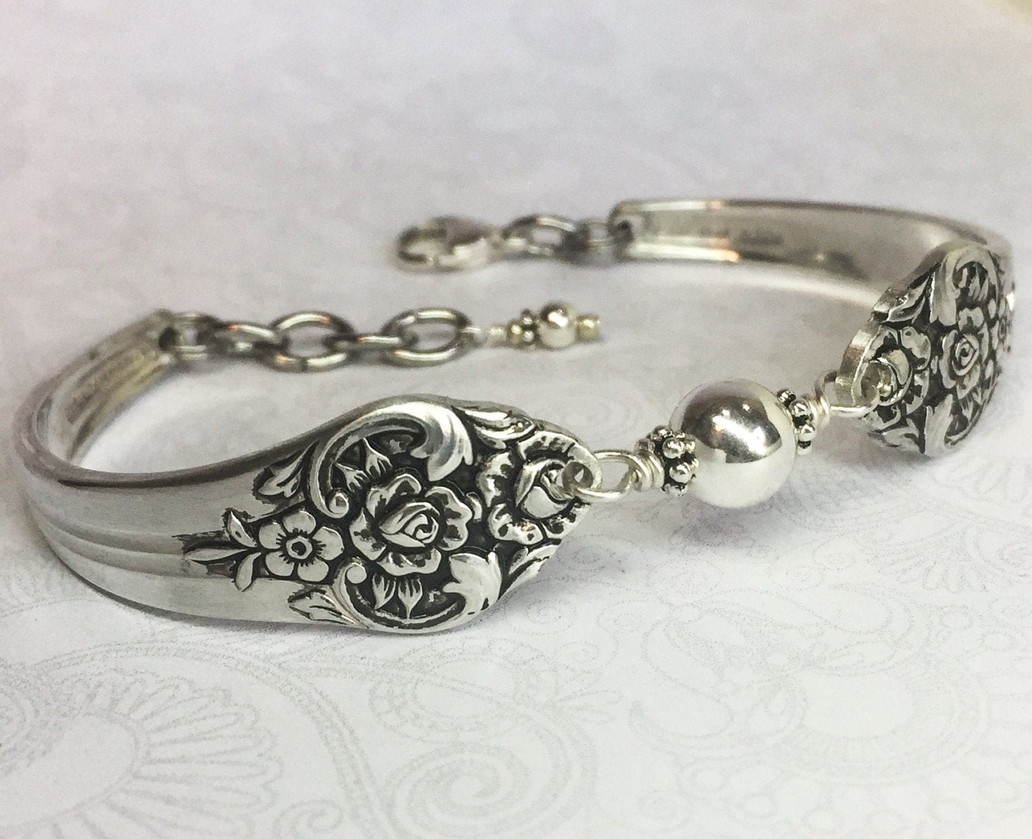 Spoon Bracelet Sterling Silver Beads by SpoonfestJewelry on Etsy