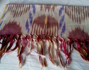 Uzbek handwoven cotton ikat scarf