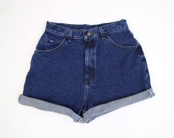 VINTAGE Lee Denim Shorts 1990s Jean Shorts Dark Blue
