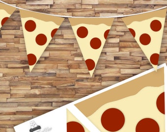Pizza Party Banner Garland Printable Pizza Party Bunting