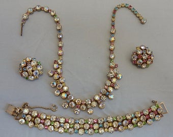 JULIANA Pastel Rhinestone Choke Necklace, Bracelet & Earrings Set OAB12