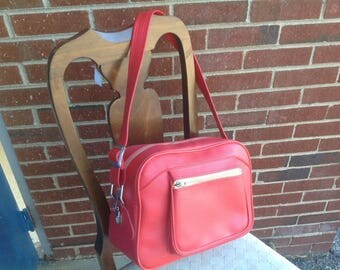 Red Coral American Tourister Carry On Overnight Duffle Tote Bag Luggage