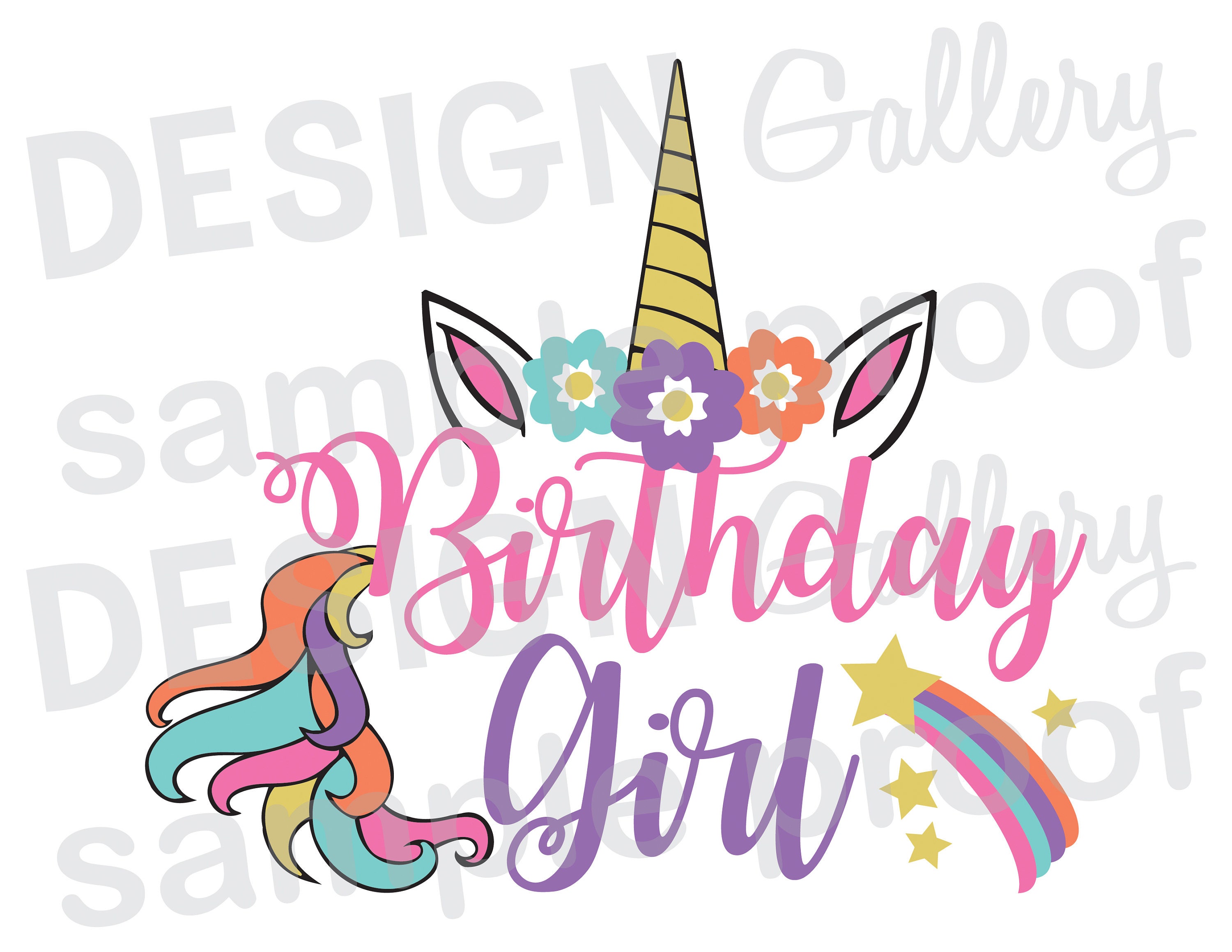 Download Birthday Girl Unicorn JPG png & SVG DXF cut file