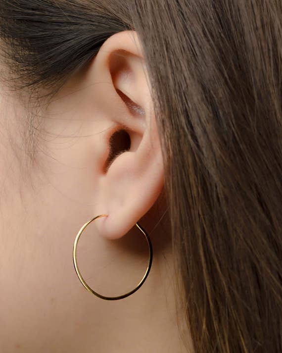 Medium Hoop Earrings Sterling Silver Gold Plated Gold