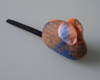 Orange and Blue Plaid Little Catnip Mouse Cat Toy