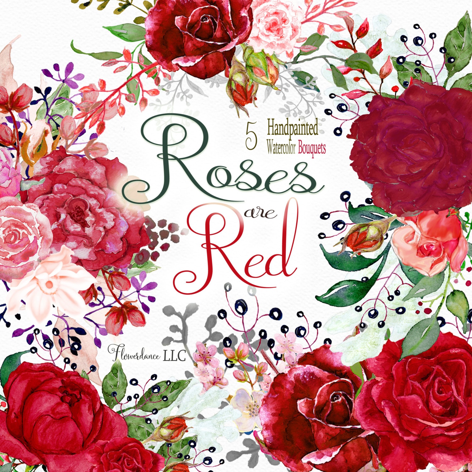 Download Bouquets clipart red rose clipart watercolor clipart clip