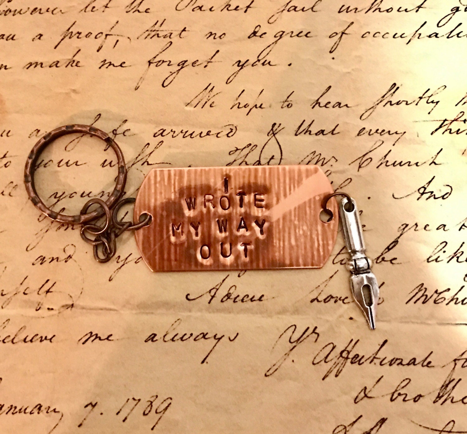 Hamilton Broadway Hurricane Lyrics I Wrote My Way Out Keychain