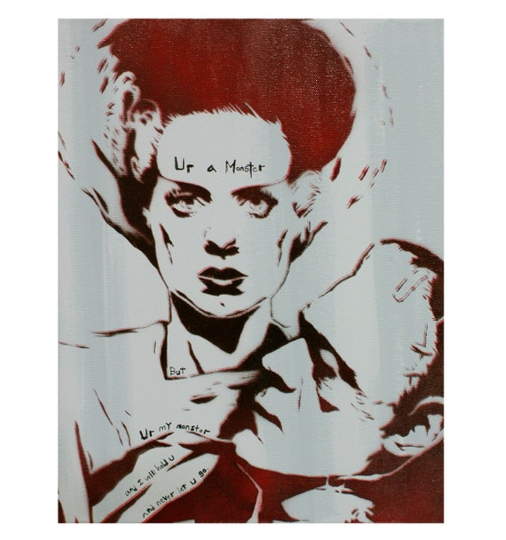 Bride of Frankenstein Art 12x16 Classic Horror Movie Portrait