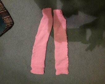 Hand knitted pink leg warmers