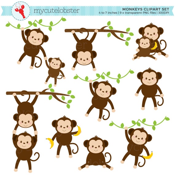 monkey clip art etsy - photo #23