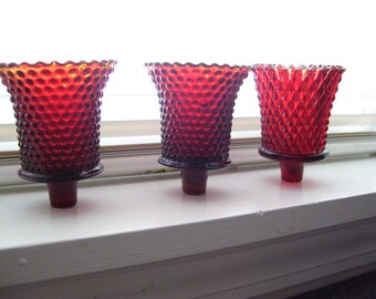 Amberina Glass Candle/Votive Holders- Homco