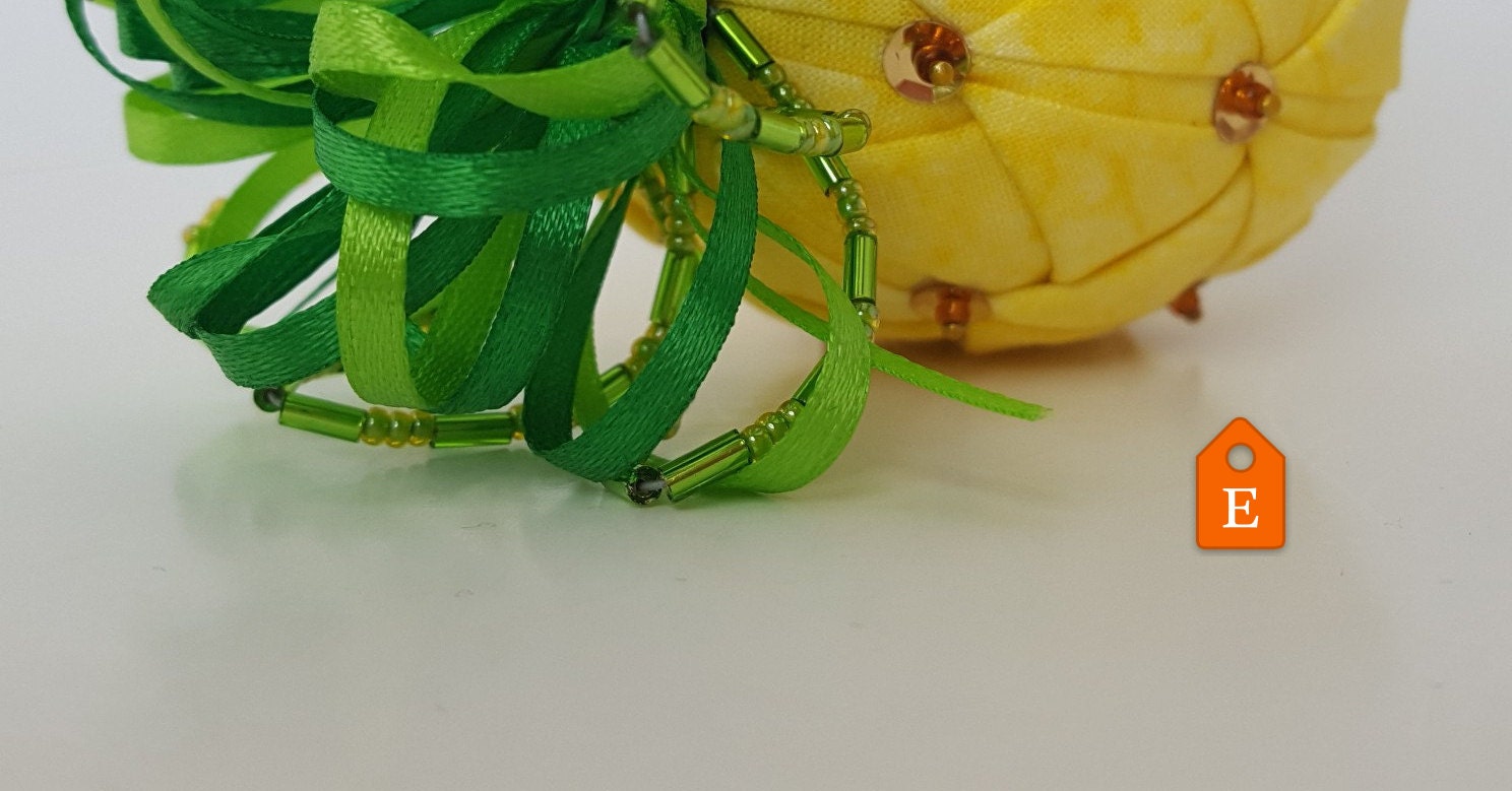 Pineapple Quilted Figurine Handmade Ornament Fabric Pineapple