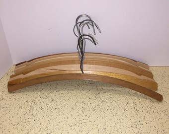 9 Thin Wooden Hangers Vintage 15 1/2" to 16" Wide