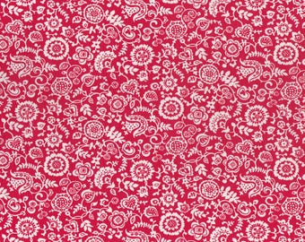 Fat eighth 'Clare and Emily D', red and white traditional Liberty of London print tana lawn