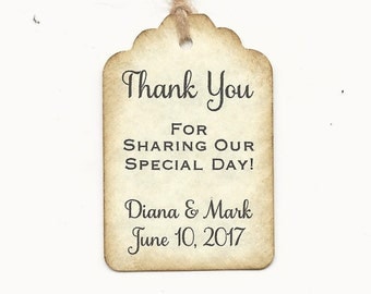 100 PERSONALIZED Thank you -Wedding or Favor tags-Shower or Gift tags-Hang Tags