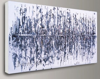 abstract Painting black white art Acrylic large canvas home office interior decor wall art modern Textured contemporary Art Visi custom X
