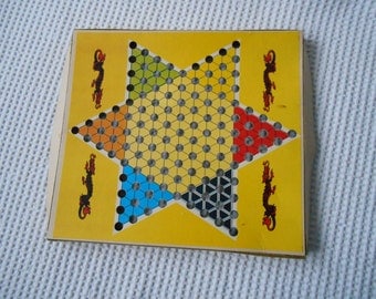 Vintage Chinese Checkers Star Board Game Board Card Retro