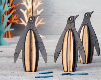 Penguin, flatpack, laser cut from MDF