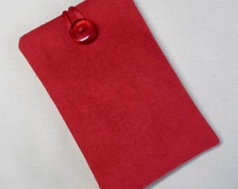 Handmade iPod nano 7th and 8th generation pouch. Bright Red faux suede.