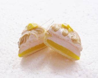 Lemon Meringue Pie earrings. Polymer clay.