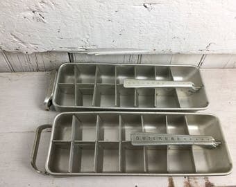Metal Aluminum Ice Trays 2 Quickube Vintage Quickube Tray Frigidaire Ice Tray Ice cube trays