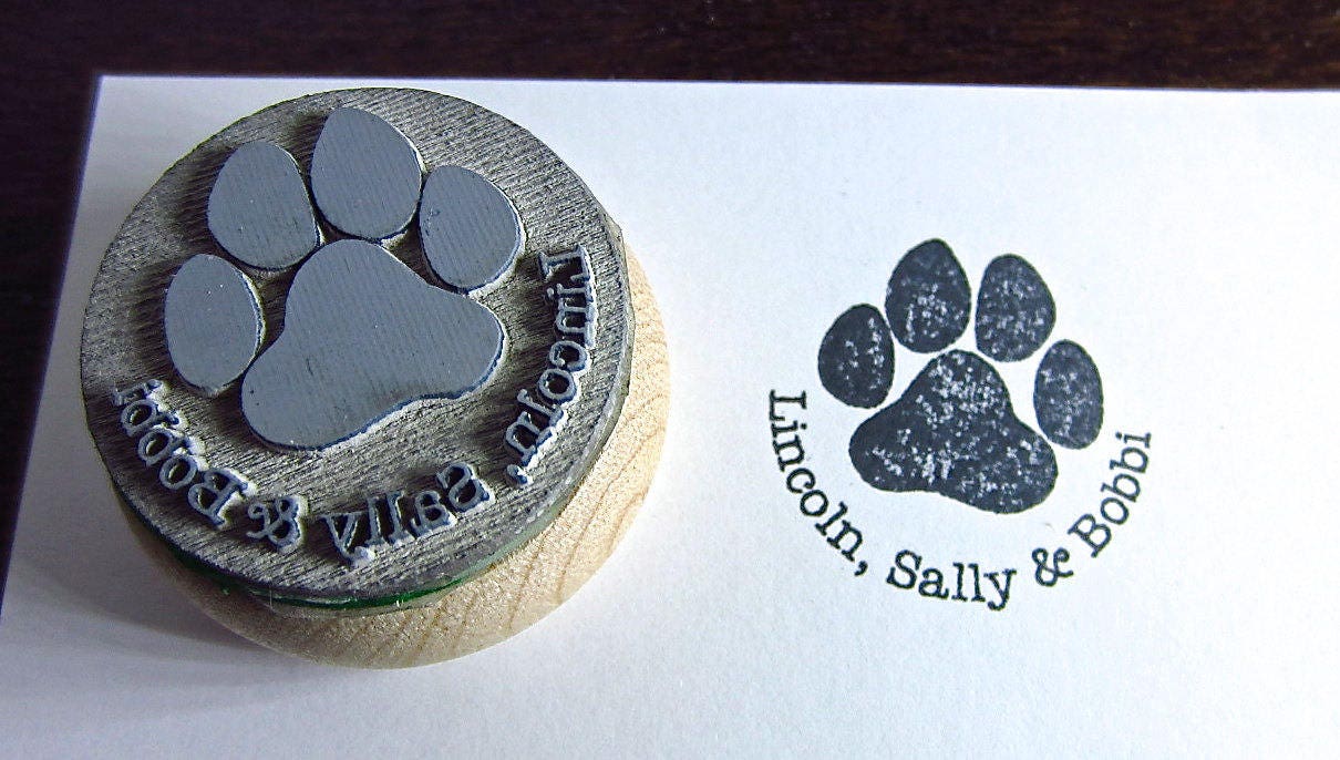 Paw Print Stamp with up to 3 names included for stamping C011