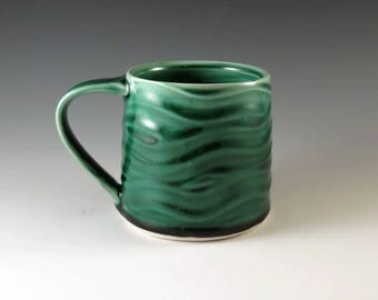 Emerald Green Pottery Mug - Handmade Ceramic Mug - Large Mug - Coffee Cup - Tea Cup - Tea Mug - Green Mug - Pottery and Ceramics - M221