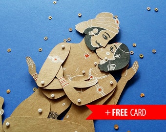 Kama Sutra half set articulated paper dolls handmade greeting card erotic puppets kamasutra sex positions boyfriend gift sexuality mature