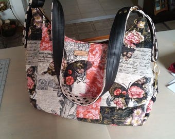 Expandable Shoulder Hobo Bag, Purse, Tote, Beige, Black, Pink, Polka Dots