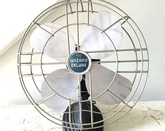 Vintage Electric Fan Gray Wizard Deluxe