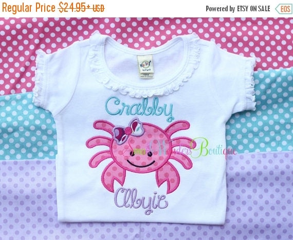 ON SALE Crab Shirt Crabby Girl Crab by smallwonders00 on Etsy