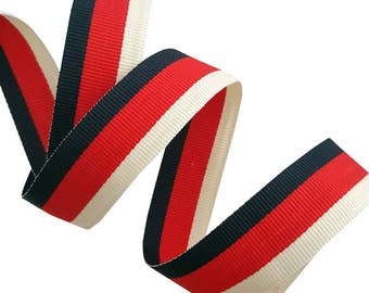 White Red Blue Gucci Style Trim Ribbon, Double Face Trim, Grosgrain Trim