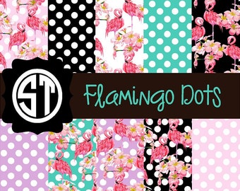 Flamingo Dot Patterns Vinyl (Indoor, Outdoor, Glitter vinyl , HTV iron on, Glitter HTV) Lamination available Mask not included