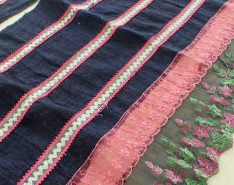 4, yards, Hmong hemp Vintage fabrics and textiles - Handwoven hemp-ethnic textiles from thailand