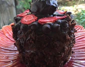 Vegan Mini  Chocolate Strawberry Cake, Natural,healthy ingredients,Love and Compassion,Birthday,Wedding.
