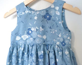 Ready to ship - Nani Iro Little Letter Blue Dress Size 3