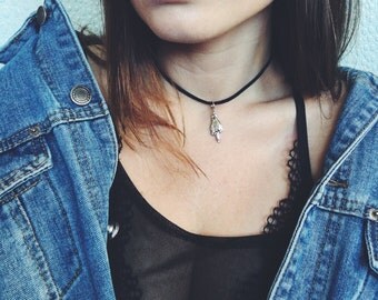 Silver Middle Finger Choker Necklace Fuck Necklace Middle Finger Gift for Her Gift Idea Valentine's Day Gift Anti Valentine's Day Gift