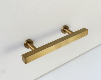 3" Brass Drawer Pul European. Cabinet Knobs. T-Bar Brass Drawer Pulls