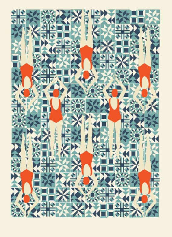 Art Deco Print // Swimmers print // Papercut Print