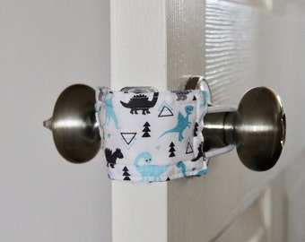 Don't Wake Dino Door Silencer, Door Jammer, Nursery Door Silencer, Door cushion, Door latch cover, baby shower gift, PATENTED LATCHY CATCHY