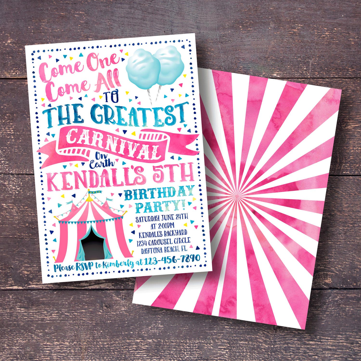 Pink Carnival Invitation Carnival Invitation Carnival