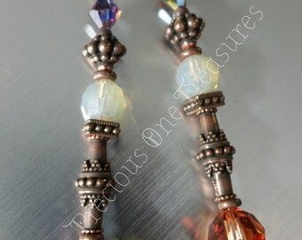 Copper & Sand Opal Swarovski Crystal -Copper Earrings