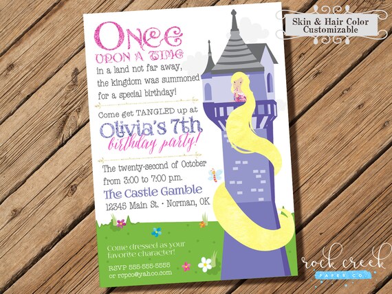 Rapunzel's Tower Invitation Fairy Tale Party Princess