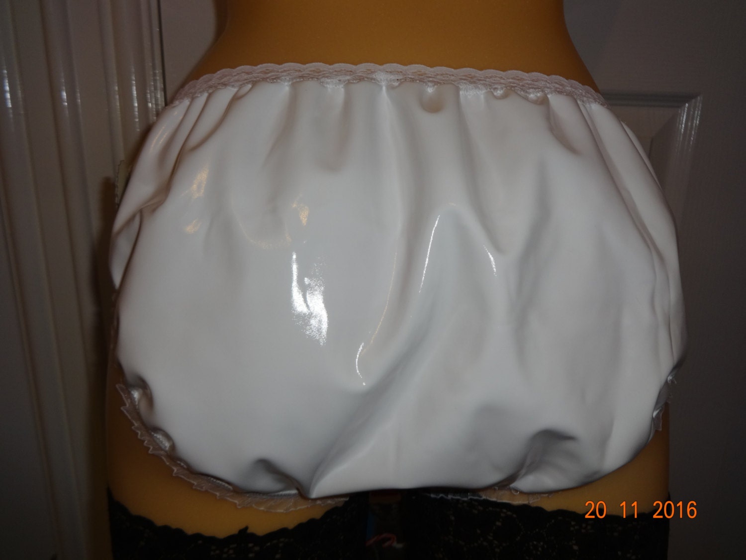 Handmade panties white PVC knickers 14 sissy cd tv girly