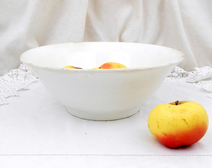 Large Antique French White Ceramic St Amand Serving Bowl, Fruit Bowl, French Country Decor, Rustic, Cottage, Shabby, Chic, Digoin Style