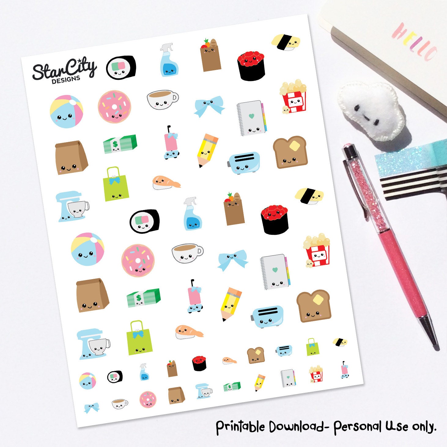 printable kawaii stickers kawaii planner stickers any